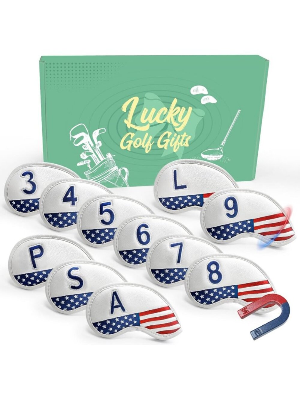 Magnetic Golf Iron Head Covers - 11 Pack, Durable Protection for Clubs
